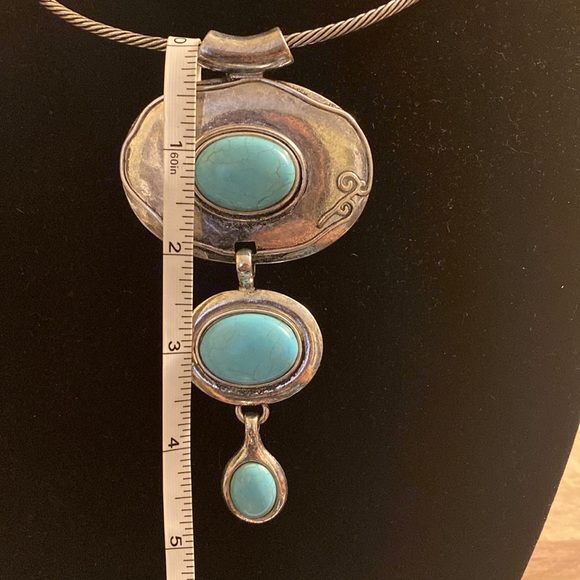 Southwestern Boho Faux Turquoise Necklace, Earrings and Bracelet Set - Picture 9 of 16